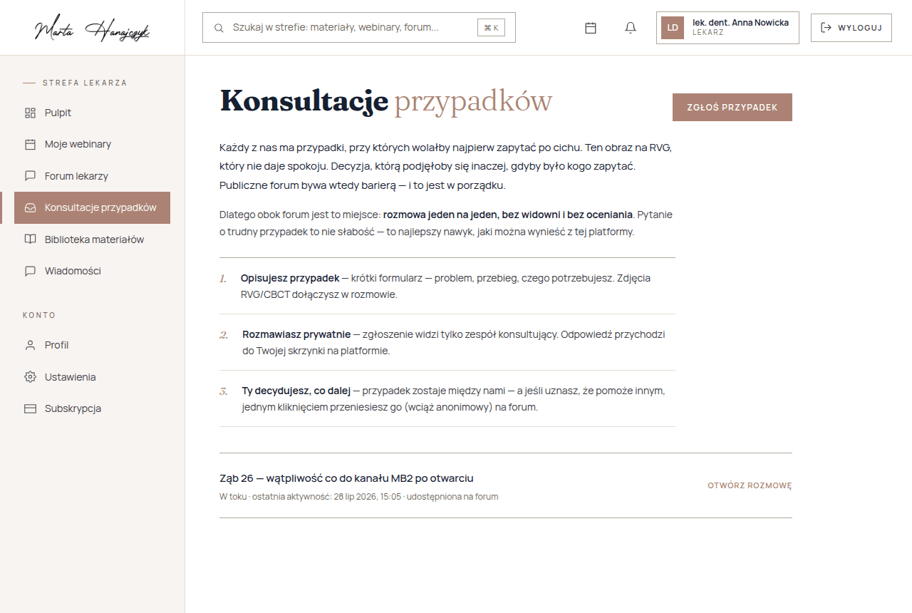 Podgląd: Prywatne konsultacje przypadków